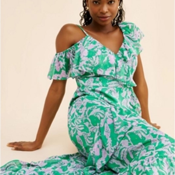 Lilly Pulitzer Green and Purple Ruffle Maxi Dress - Picture 2 of 4